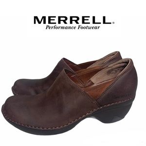 Merrell Women's Emma Leather Brunette Clogs Size 7